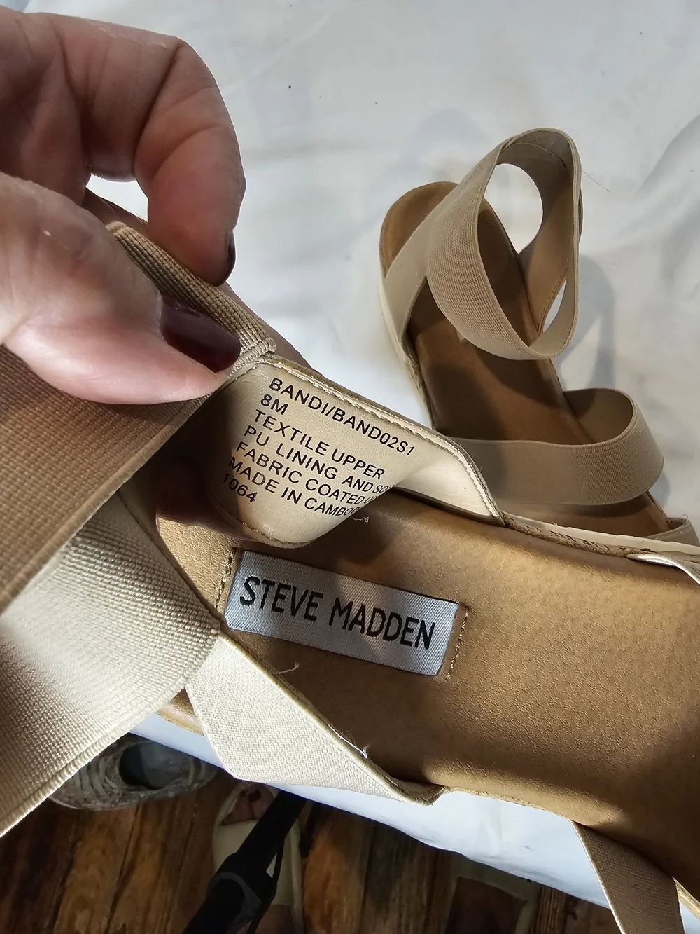 Steve Madden Neutral Beige Elastic Strap Platform Sandals - Picture 4 of 4
